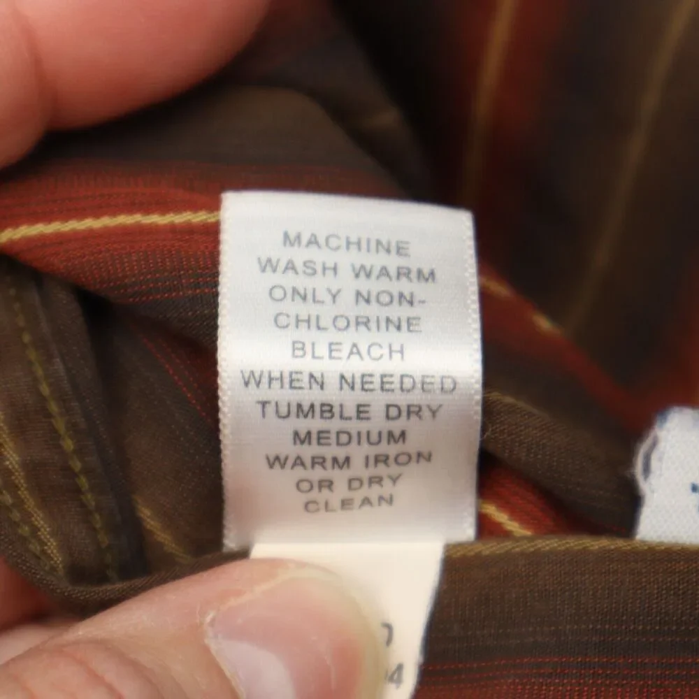 Banana Republic Shirt Mens L Brown Red Striped Flip Cuff Button Up Work Office